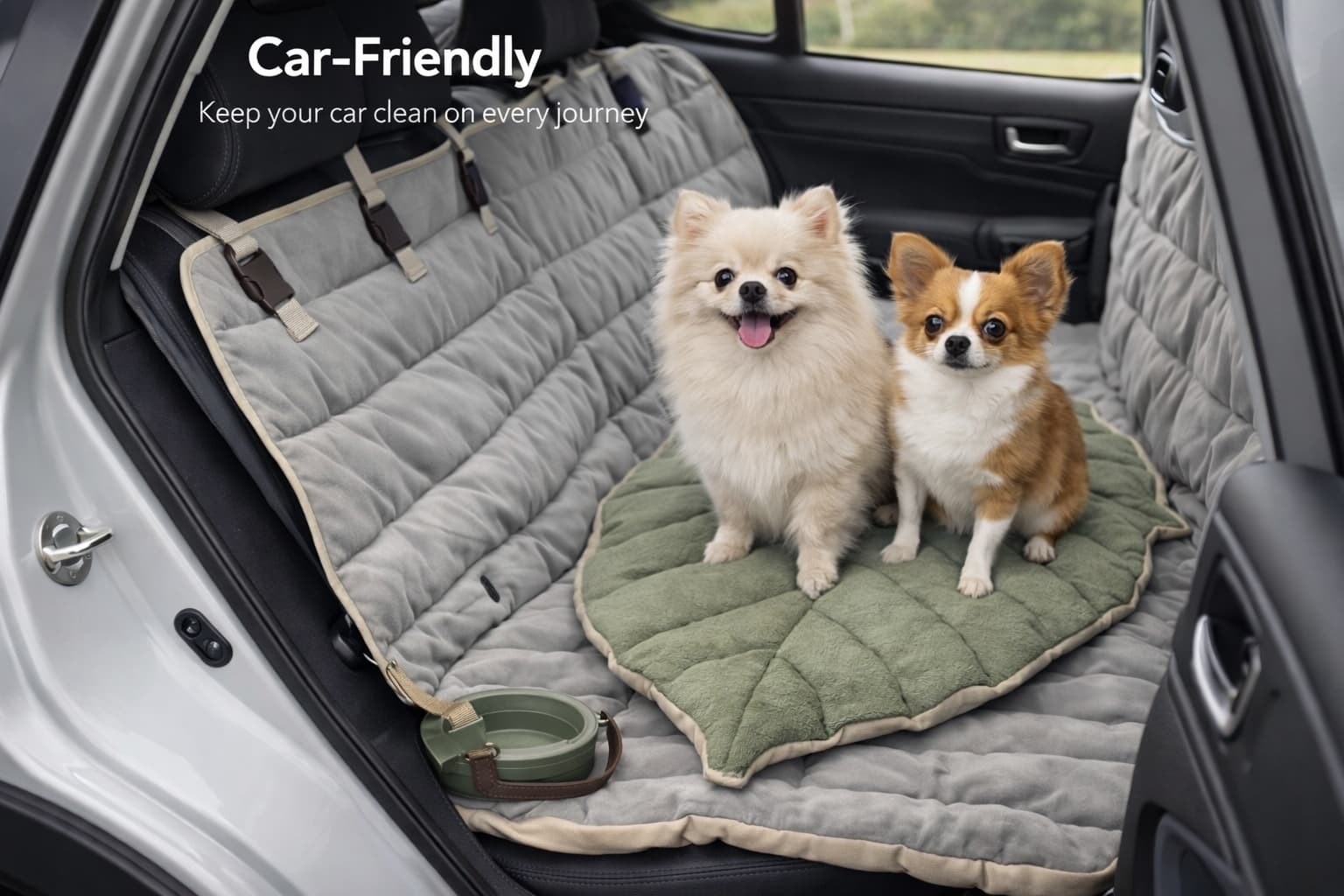 DryPaws drying coat protecting car interior